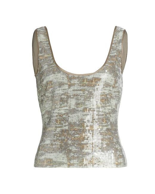 Ramy Brook Gray Dessie Sequin Scoopneck Top
