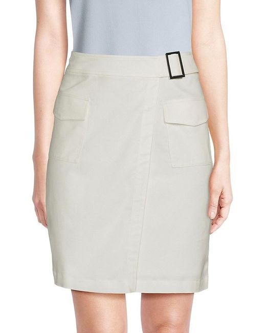 Calvin Klein White Faux Wrap Mini Skirt