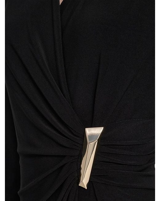 DKNY Black Surplice Knee-Length Minidress