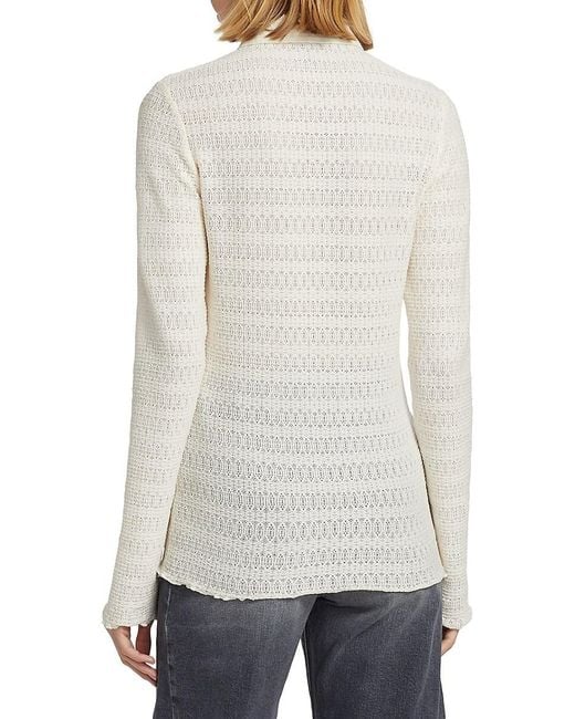 Rag & Bone White Julia Pointelle-Knit Polo