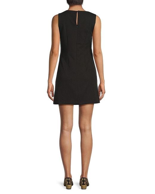Lea & Viola Black Solid A-Line Vest Minidress