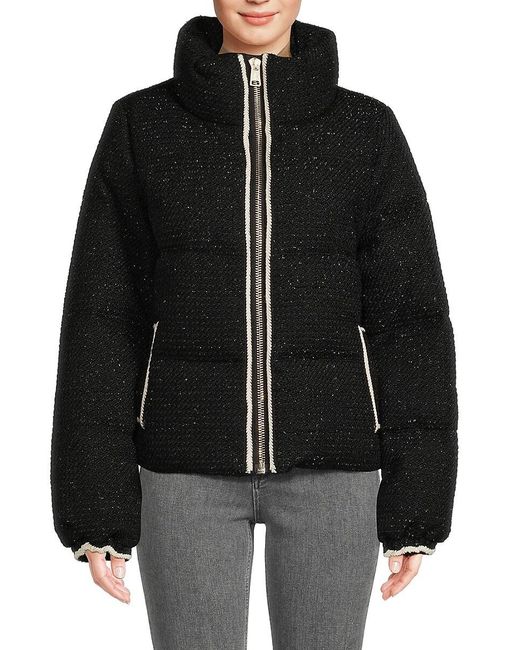 Nicole Benisti Black Kensington Speckled Wool Blend Puffer Jacket