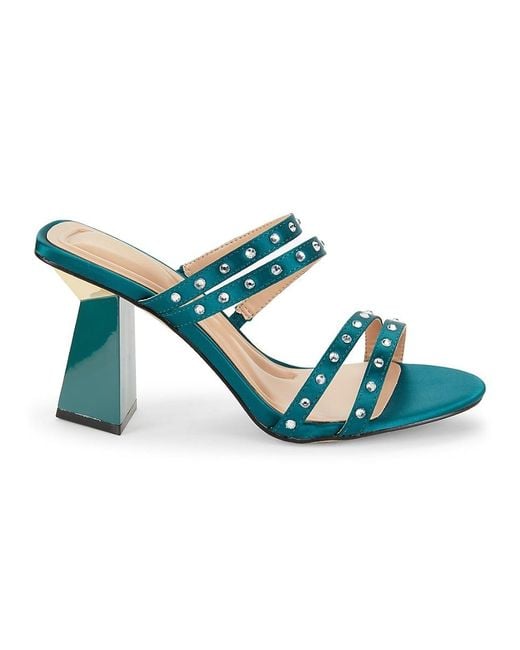Charles David Blue 75Mm Kacia Embellished Satin Sandals