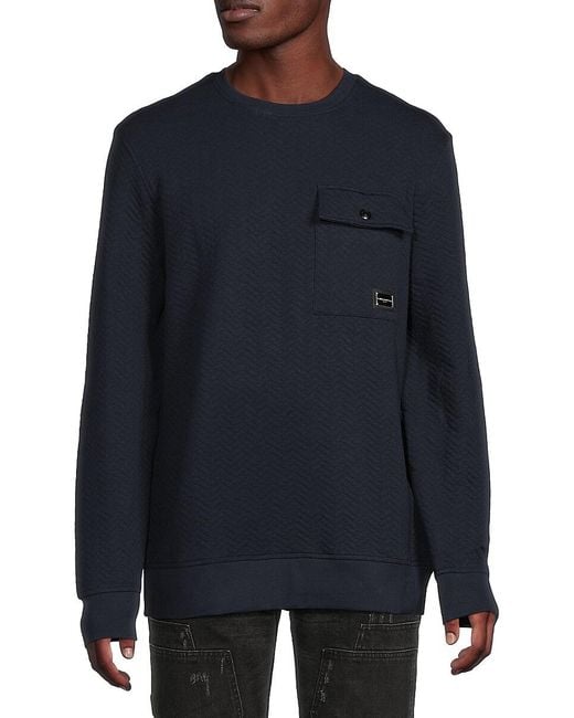 Karl Lagerfeld Blue Chevron Textured Sweatshirt for men