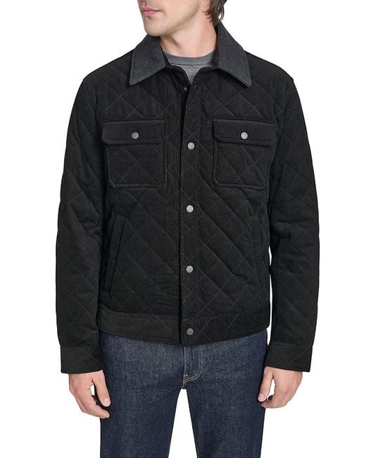 Cole Haan Black Diamond Quilted Corduroy Trucker Jacket for men
