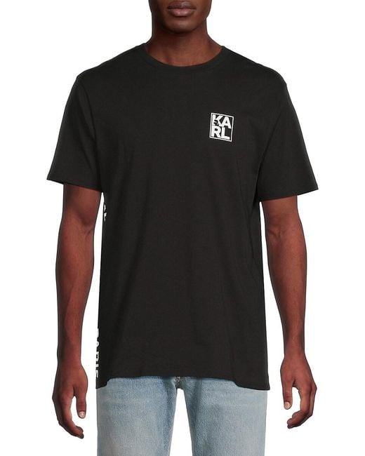 Karl Lagerfeld Black Logo Crewneck T-Shirt for men