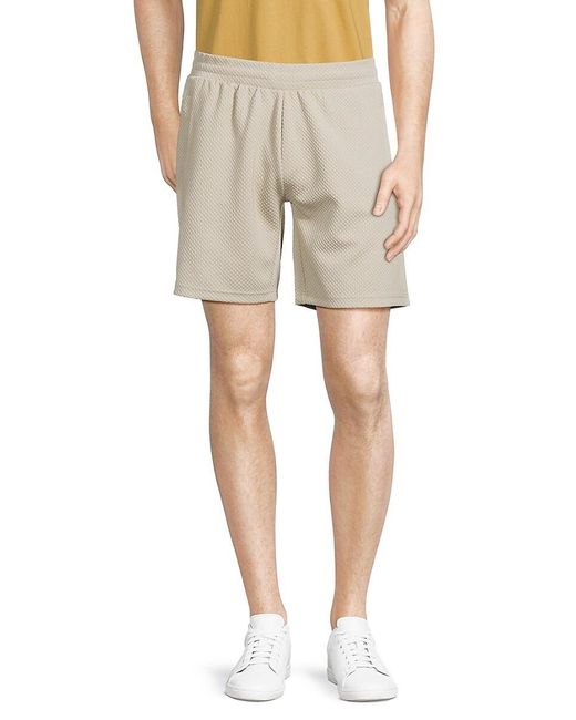 FLEECE FACTORY Natural Textured Flat Front Shorts for men