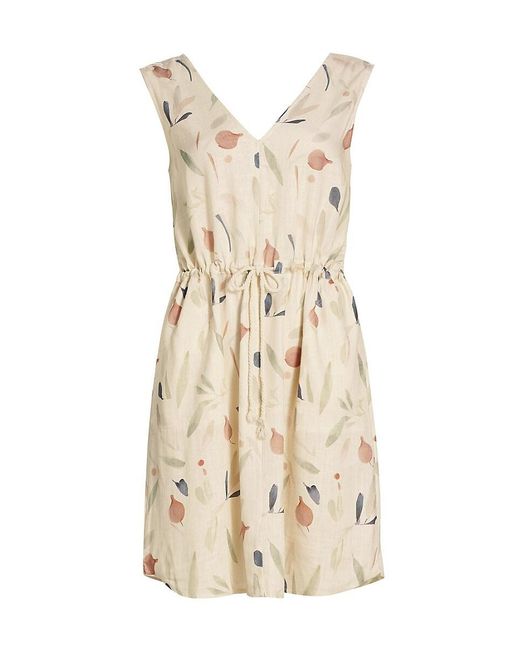 Splendid Natural Botanical Linen-Blend Drawstring Minidress
