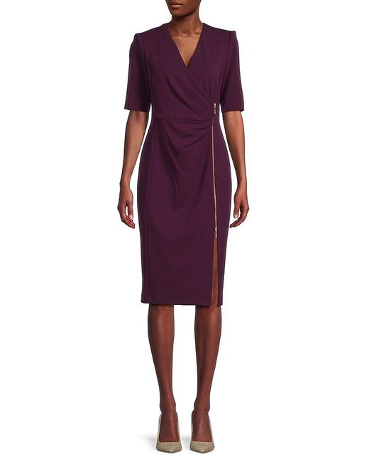 Calvin Klein Purple Zip Midi Sheath Dress