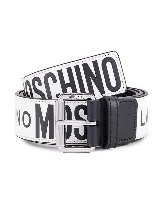 Moschino White Logo Leather Belt for men