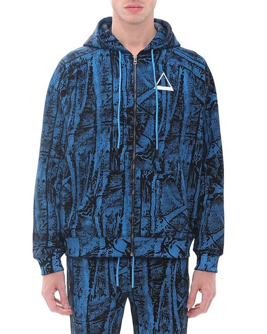 HVMAN Blue Heavy Weight French Terry Zip Hoodie for men