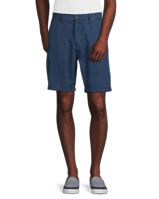 Slate & Stone Blue Comfort Stretch Fit Print Bermuda Shorts for men