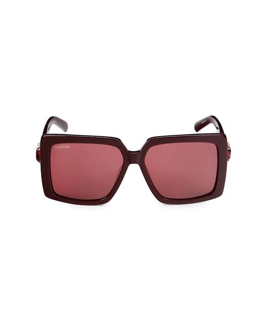 Swarovski Pink 56mm Faux Crystal Square Sunglasses