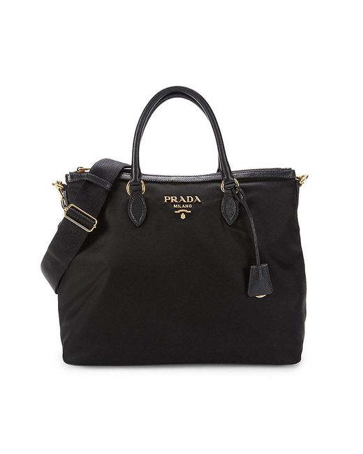 Prada Logo Top Handle Bag in Black Lyst