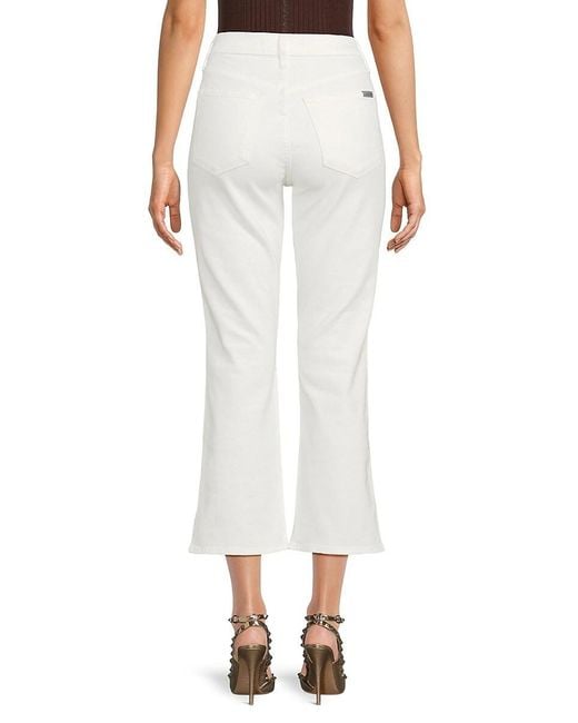 Joe's Jeans White High Rise Flare Leg Cropped Jeans