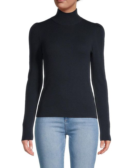 Rebecca Taylor Puff-sleeve Turtleneck Sweater in Blue | Lyst