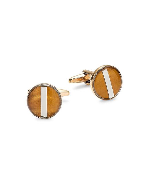 Esquire White Goldtone & Tigers Eye Cufflinks for men