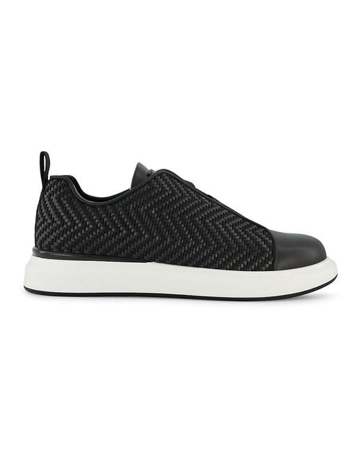 Karl Lagerfeld Black Mixed Media Laceless Sneakers for men