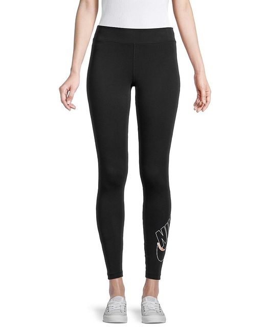 nike logo leggings black