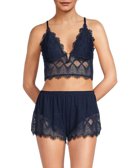 Cosabella Blue Allure Lace 2-piece Cami & Boxer Set