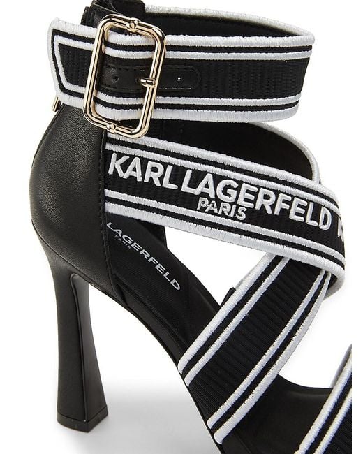 Karl Lagerfeld Black Careliz 101Mm Logo Block Heel Sandals