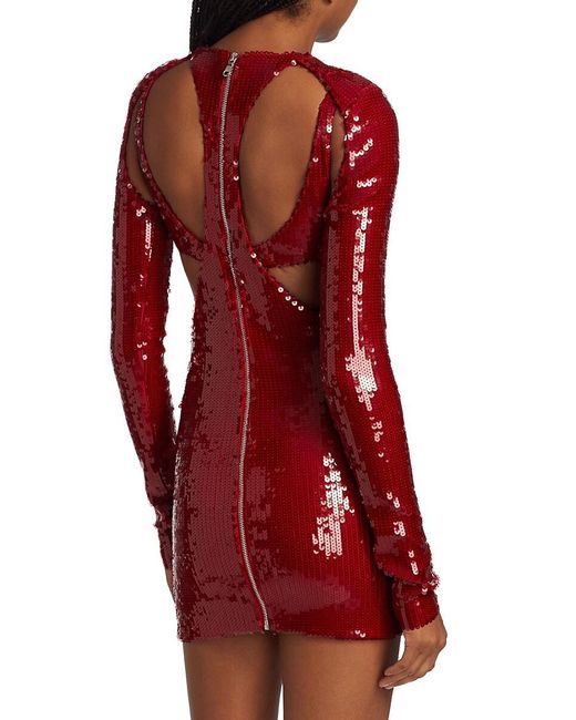 LAQUAN SMITH Red Sequin Cutout Mini Dress