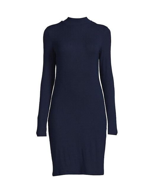 Magaschoni Mockneck Sheath Dress in Blue