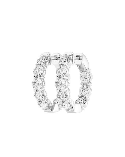 Saks Fifth Avenue White Build Your Own Collection 14k Gold & Lab Grown Round Diamond Hoop Earrings