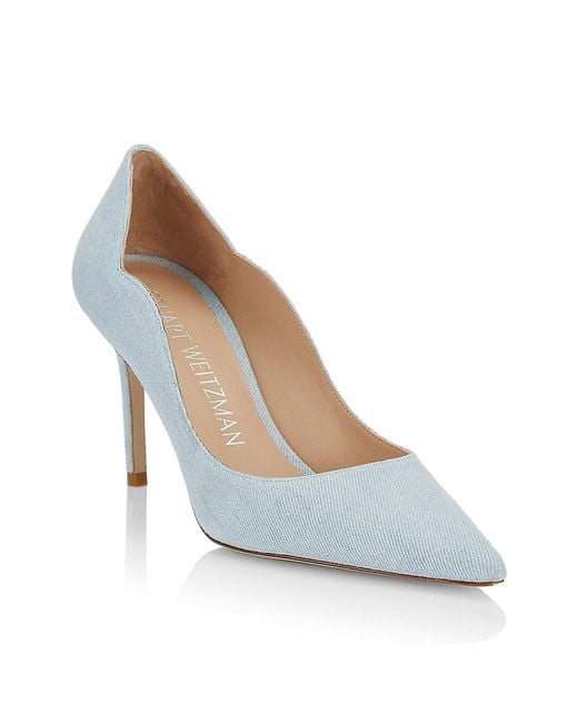 Stuart Weitzman Denim Scalloped Pumps in Blue Lyst UK