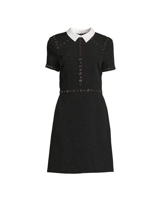 Karl Lagerfeld Black Grommet Shirt Dress