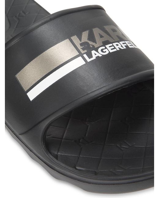 Karl Lagerfeld Black Striped Logo Slides for men