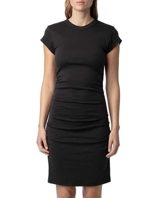 Zadig & Voltaire Black Aida Cut-Out Cotton Minidress