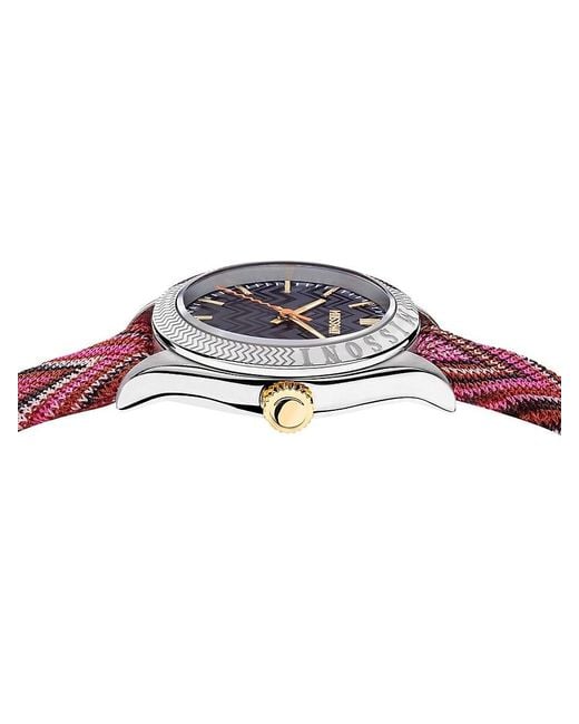 Missoni Red Classic 34mm Stainless Steel & Fabric Strap Watch