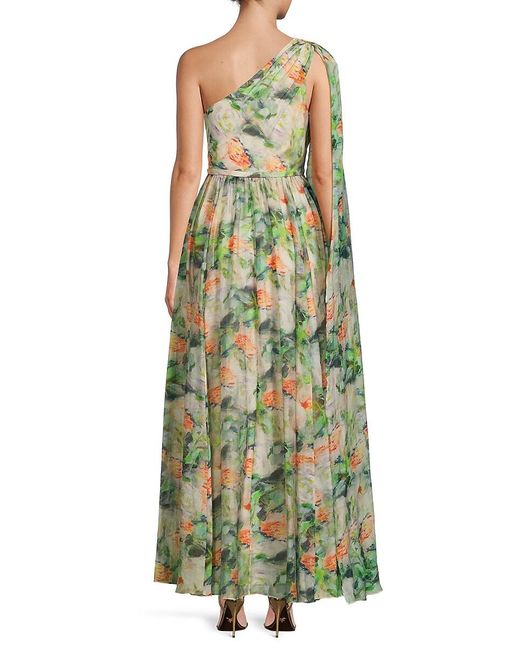 Mikael Aghal Green Floral Gown