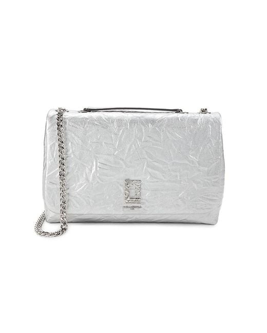 Karl Lagerfeld Gray Lafayette Leather Chain Shoulder Bag