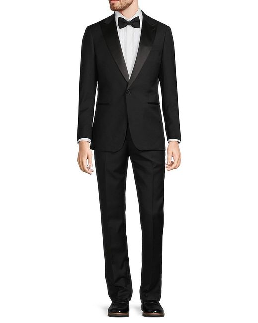 Class Roberto Cavalli Black Slim Fit Super 120S Wool Tuxedo Suit for men
