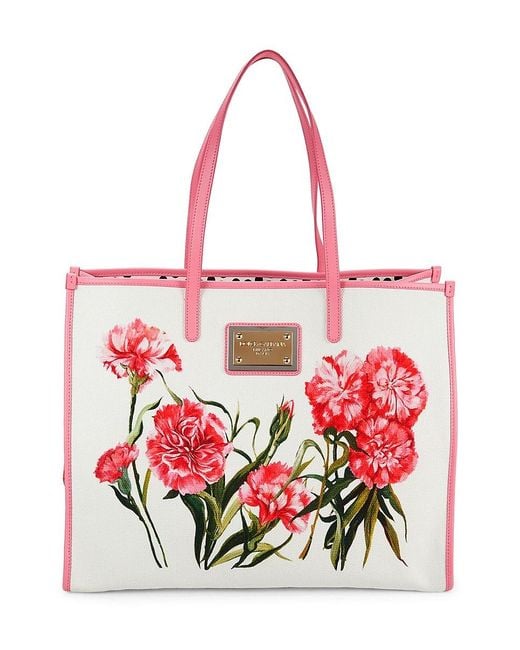 【VIP価格】DOLCE & GABBANA Chic Floral Tote White canvas shopper with garden print in Print for Men