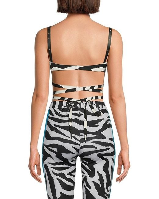 Off-White c/o Virgil Abloh Black Zebra-Print Twist Sports Bra