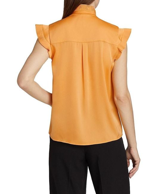 Tahari Black Chloe Silk Pleated Blouse