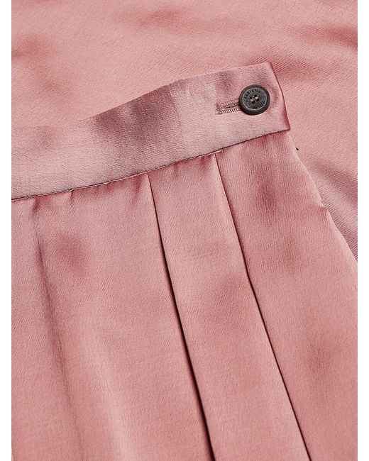 Fabiana Filippi Pink Relaxed Fit Wide-Leg Satin Dress Pants