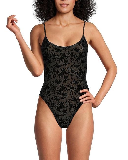 WeWoreWhat Black Floral One Piece Swimsuit