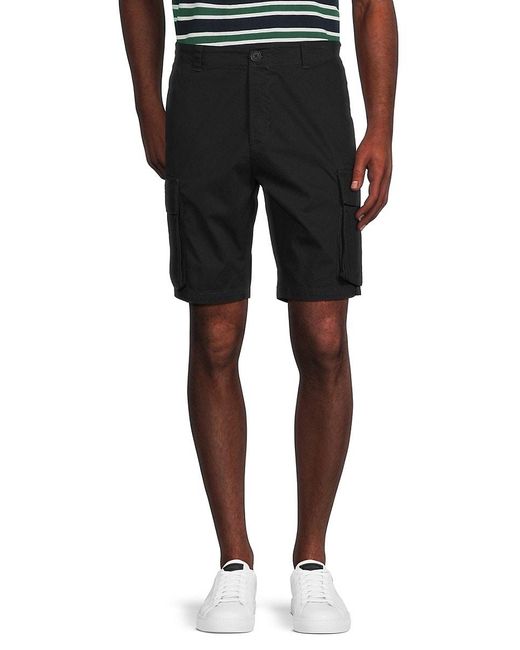 French Connection Black 'Solid Cargo Shorts for men