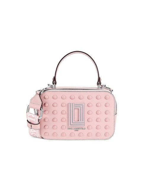 Karl Lagerfeld Pink Simone Studded Leather Camera Bag