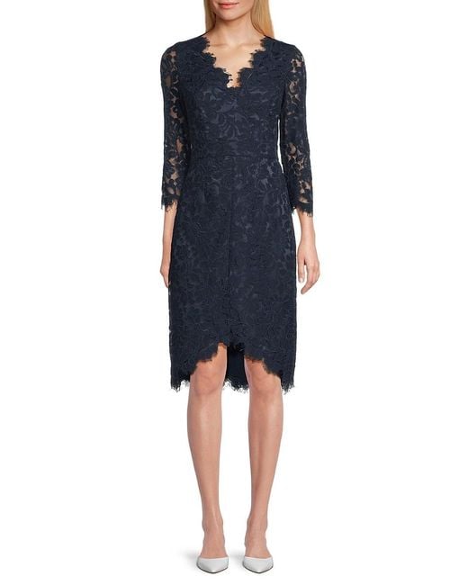 Eliza J Women's Blue Scalloped Lace Sheath Dress