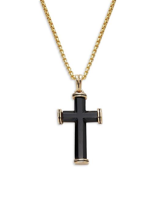 Effy 14k Yellow Gold & Black Onyx Cross-shaped Pendant Necklace for Men ...