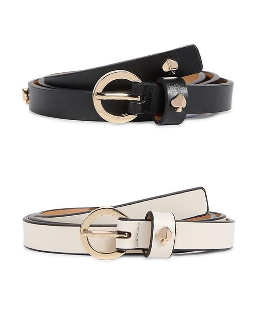 kate spade new york ウエストロゴベルトセットアップ Kate Spade 2-piece Logo Leather Belt Set in Black | Lyst