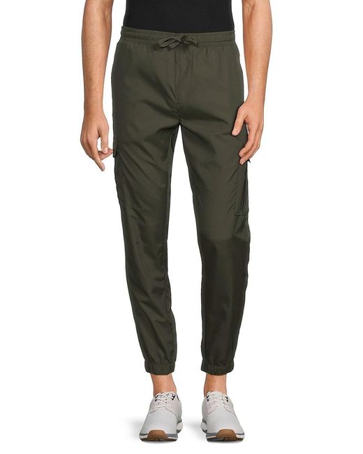 French Connection Green Solid Drawstring Cargo Joggers for men