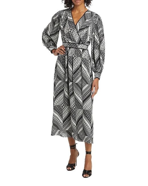 Tahari Multicolor The Caelan Printed Silk Midi-Dress