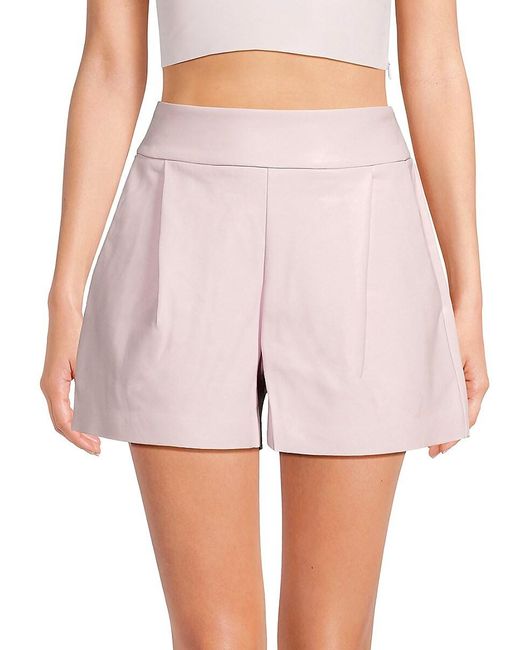 Susana Monaco Pink Faux Leather Pleated Shorts