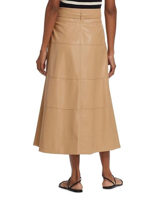 Tanya Taylor Pink Hudson Faux Leather Midi A Line Skirt
